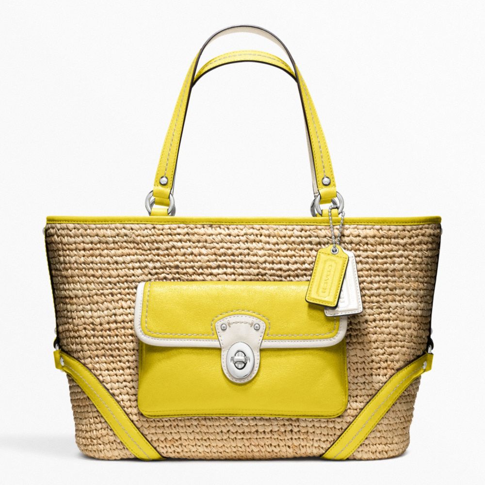 STRAW POCKET TOTE - SILVER/NATURAL/LIME - COACH F22904
