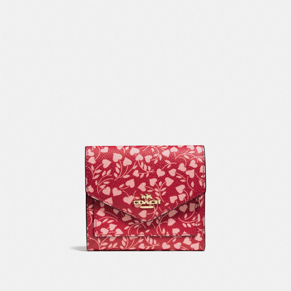COACH F22928 Small Wallet With Love Leaf Print LOVE LEAF/LIGHT GOLD