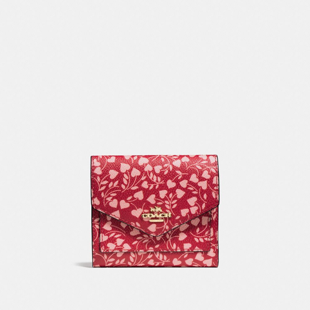 COACH F22928 Small Wallet With Love Leaf Print LOVE LEAF/LIGHT GOLD