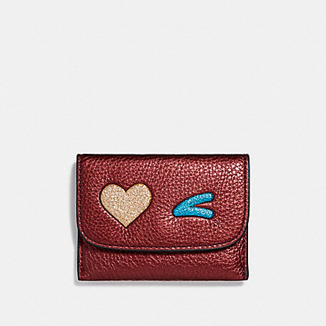 COACH CARD POUCH WITH GLITTER HEART - MULTICOLOR 1/LIGHT GOLD - F22955