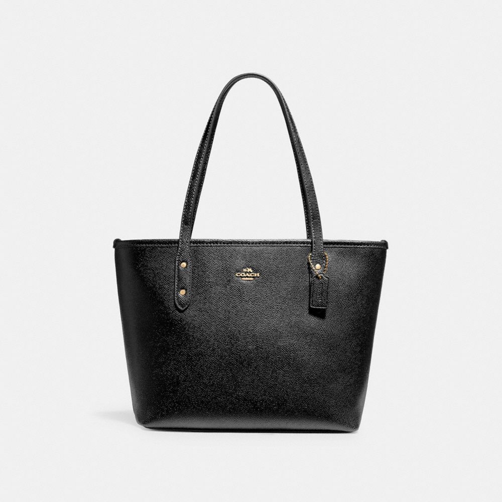 MINI CITY ZIP TOTE - f22967 - LIGHT GOLD/BLACK