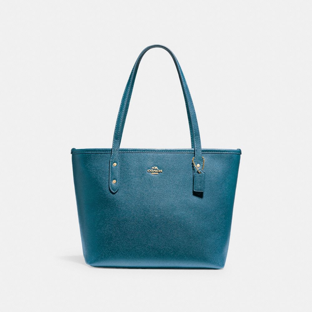 MINI CITY ZIP TOTE - COACH f22967 - LIGHT GOLD/DARK TEAL