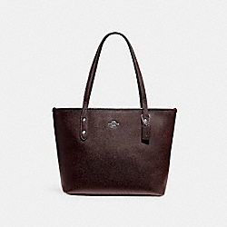 MINI CITY ZIP TOTE - COACH f22967 - LIGHT GOLD/OXBLOOD 1