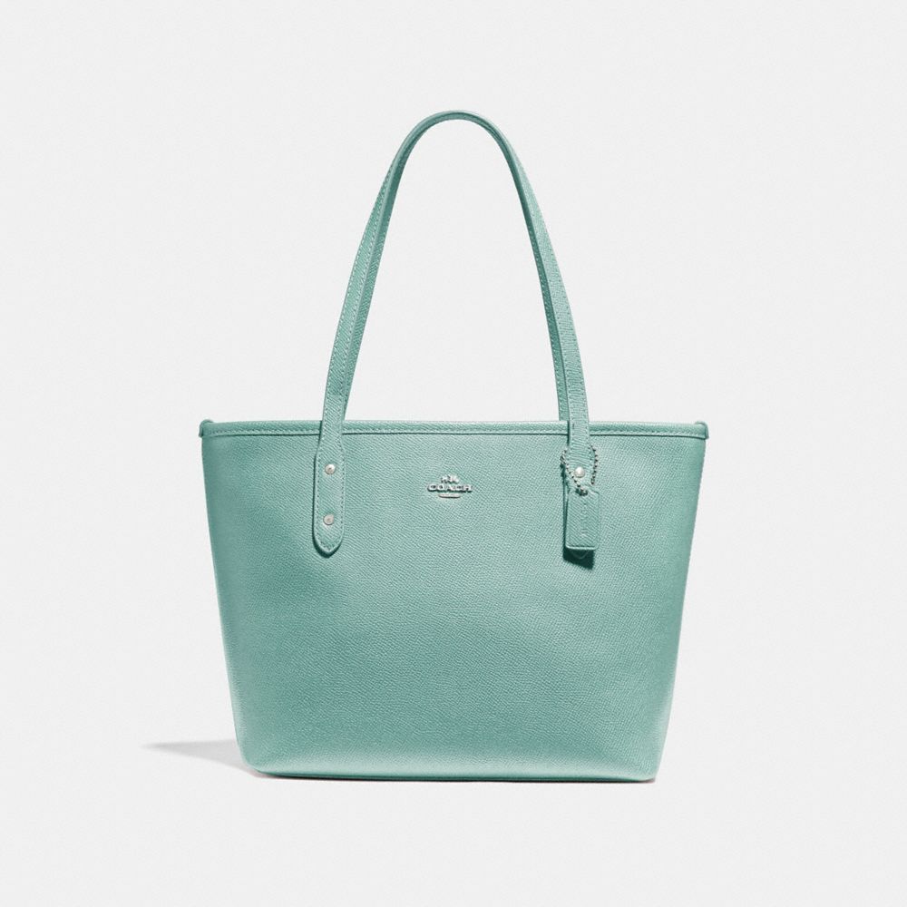 MINI CITY ZIP TOTE - SILVER/AQUAMARINE - COACH F22967