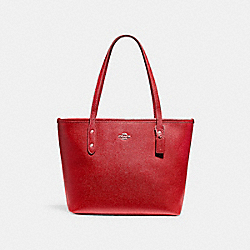 MINI CITY ZIP TOTE - COACH f22967 - SILVER/TRUE RED