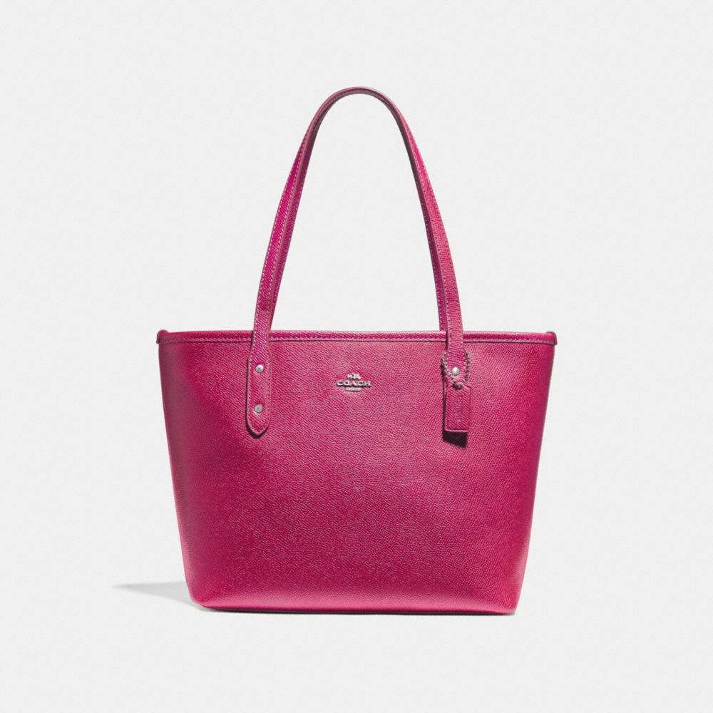 COACH MINI CITY ZIP TOTE - SILVER/HOT PINK - f22967