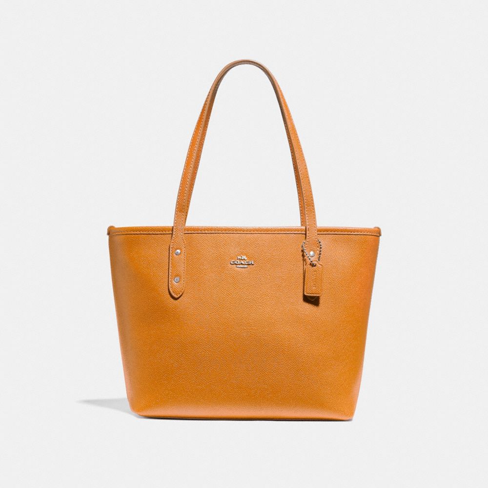 COACH MINI CITY ZIP TOTE - SILVER/TANGERINE - F22967