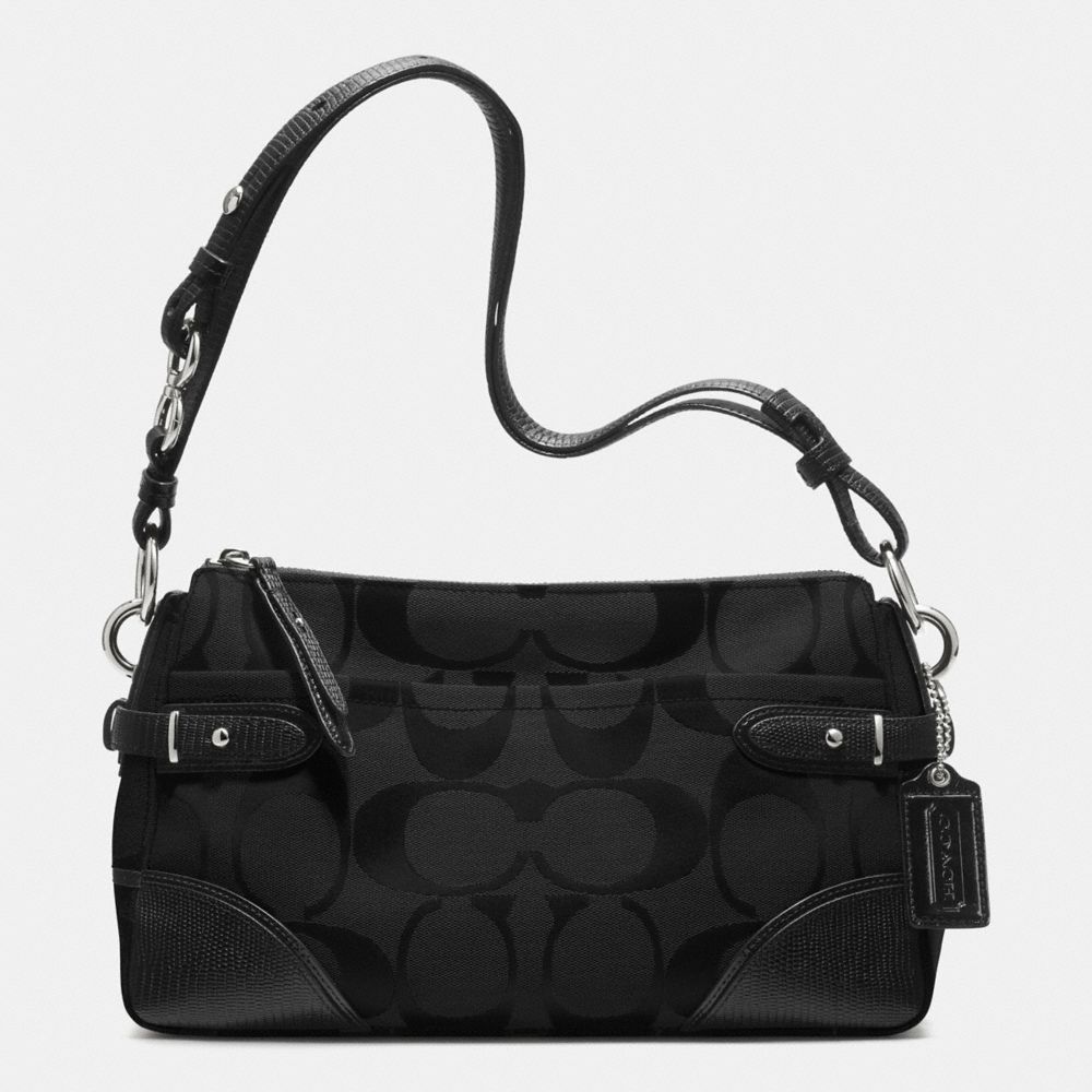 COLETTE EAST/WEST SHOULDER BAG IN SIGNATURE FABRIC - f23072 - SILVER/BLACK