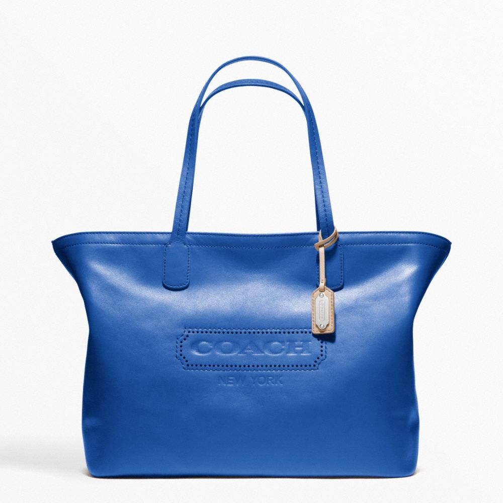 COACH F23105 WEEKEND LEATHER MEDIUM ZIP TOP TOTE ONE-COLOR
