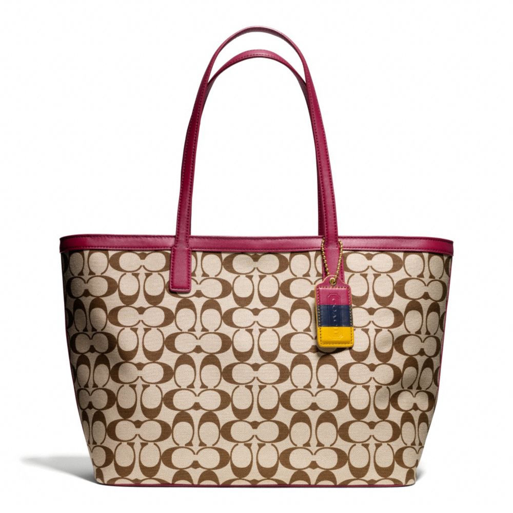 COACH F23107 WEEKEND PRINTED SIGNATURE ZIP TOP TOTE ONE-COLOR