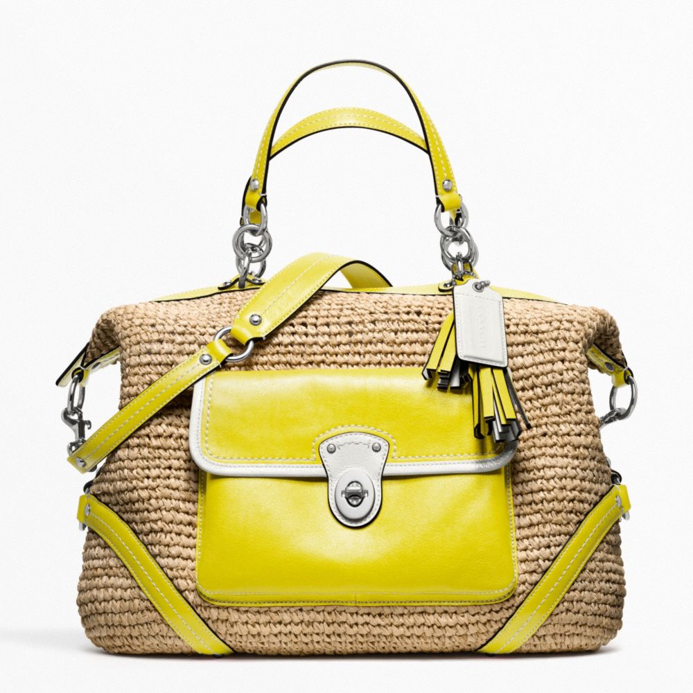 STRAW SATCHEL - SILVER/NATURAL/LIME - COACH F23181