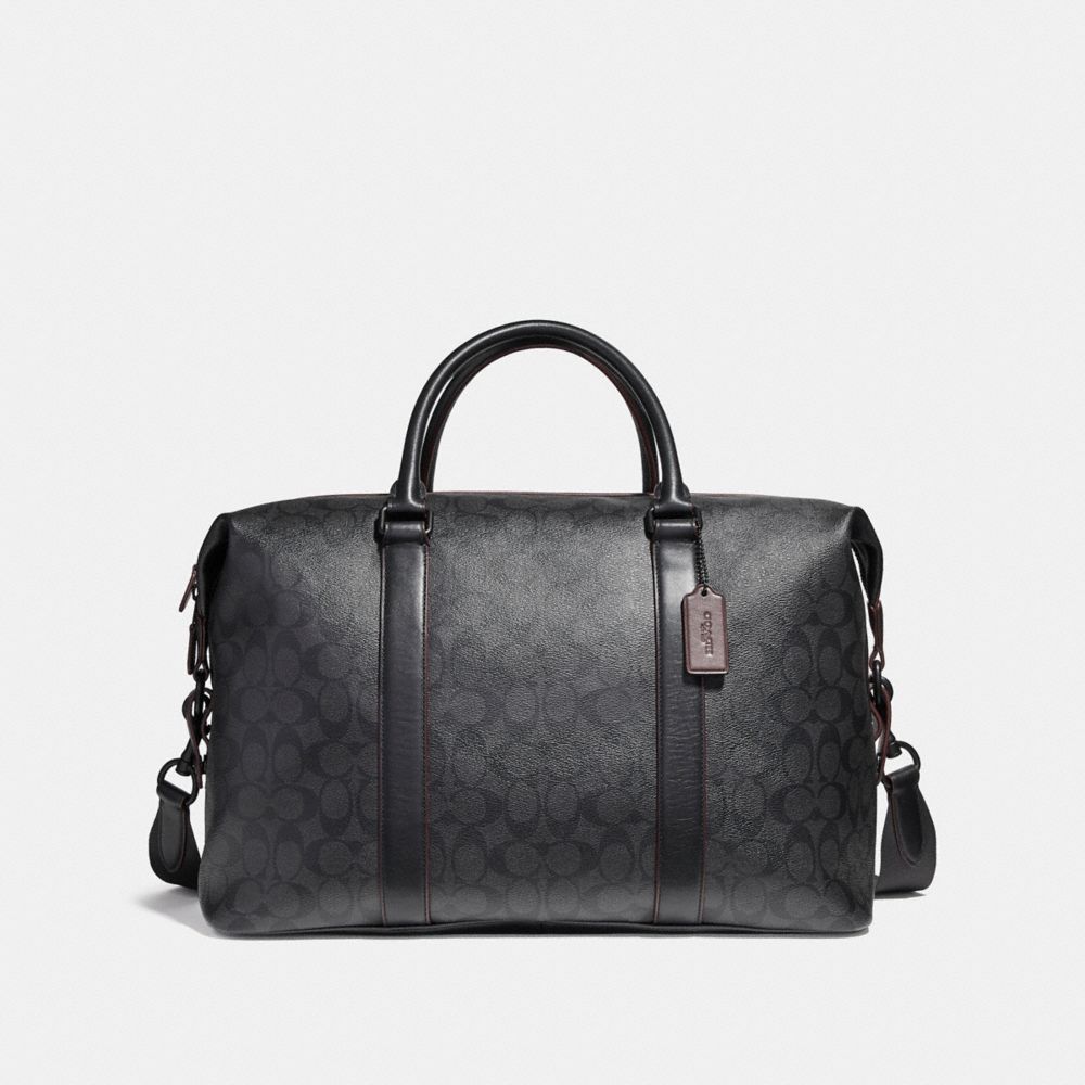 COACH F23207 VOYAGER BAG IN SIGNATURE CANVAS BLACK/BLACK/OXBLOOD/MATTE-BLACK