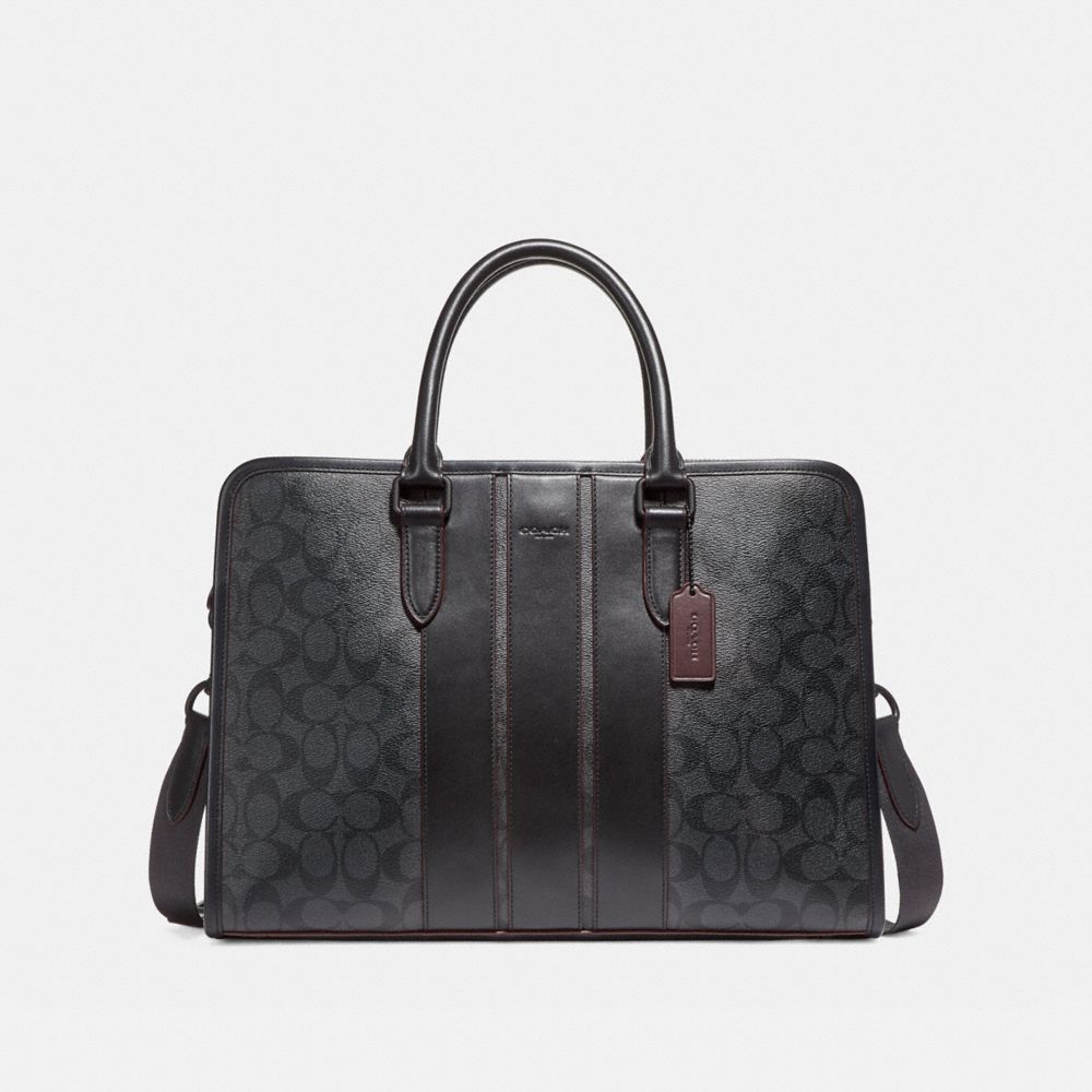 COACH F23212 BOND BRIEF IN SIGNATURE CANVAS BLACK/BLACK/OXBLOOD/MATTE-BLACK