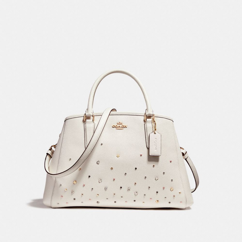 SMALL MARGOT CARRYALL WITH STARDUST STUDS - f23235 - LIGHT GOLD/CHALK