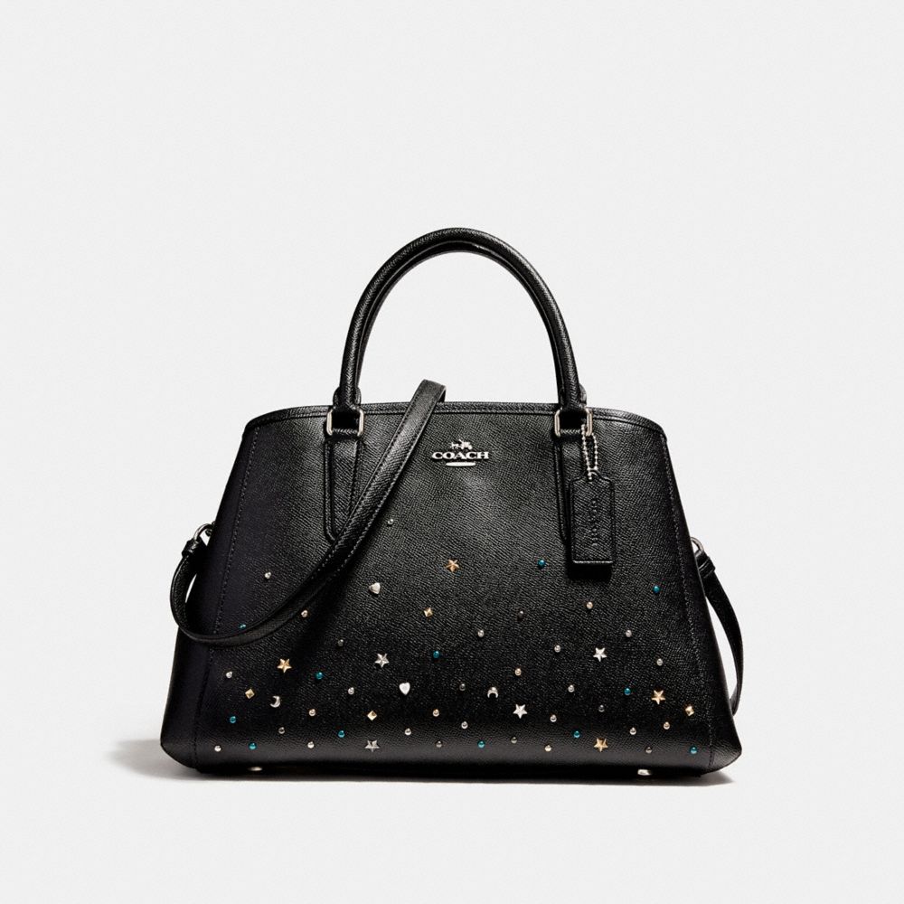SMALL MARGOT CARRYALL WITH STARDUST STUDS - f23235 - SILVER/BLACK