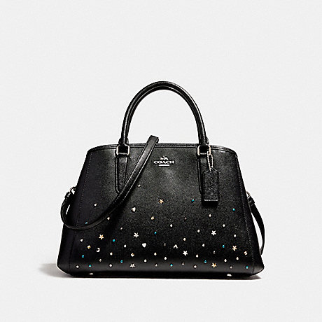 COACH SMALL MARGOT CARRYALL WITH STARDUST STUDS - SILVER/BLACK - f23235