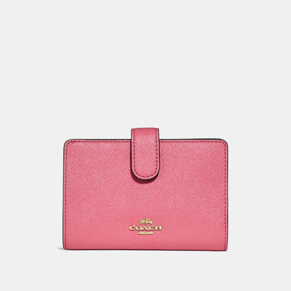 MEDIUM CORNER ZIP WALLET - COACH f23237 - PEONY/light gold