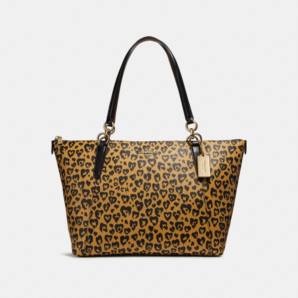 COACH F23238 Ava Tote With Wild Heart Print LIGHT GOLD/NATURAL MULTI