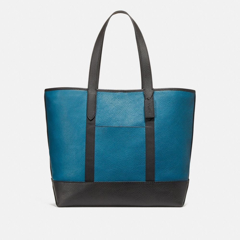 WEST TOTE IN COLORBLOCK - f23248 - RIVER/BLACK ANTIQUE NICKEL