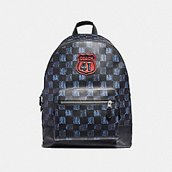 COACH WEST BACKPACK WITH GRAPHIC CHECKER PRINT AND COACH 41 MOTIF - MIDNIGHT NVY MULTI CHECKER/BLACK ANTIQUE NICKEL - F23249