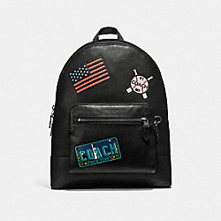 WEST BACKPACK WITH AMERICAN DREAMING PATCHES - COACH f23251 - ANTIQUE NICKEL/BLACK