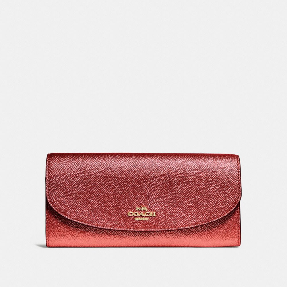 COACH SLIM ENVELOPE WALLET - METALLIC CURRANT/LIGHT GOLD - F23255