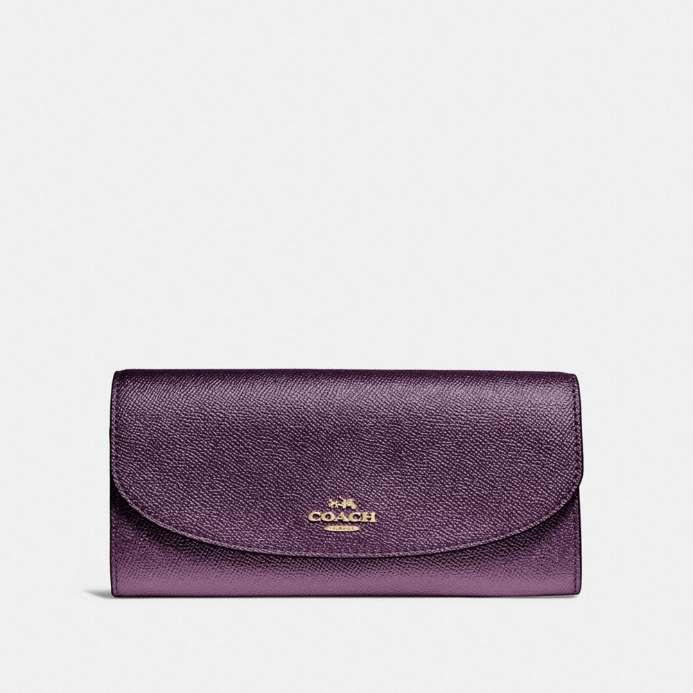 COACH SLIM ENVELOPE WALLET - METALLIC RASPBERRY/LIGHT GOLD - F23255