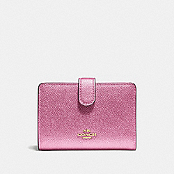 MEDIUM CORNER ZIP WALLET - COACH F23256 - METALLIC ANTIQUE BLUSH/LIGHT GOLD