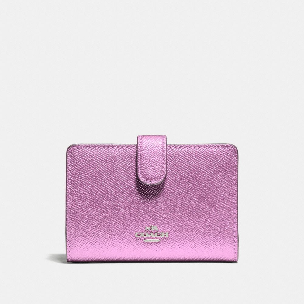 COACH MEDIUM CORNER ZIP WALLET - SILVER/METALLIC LILAC - f23256