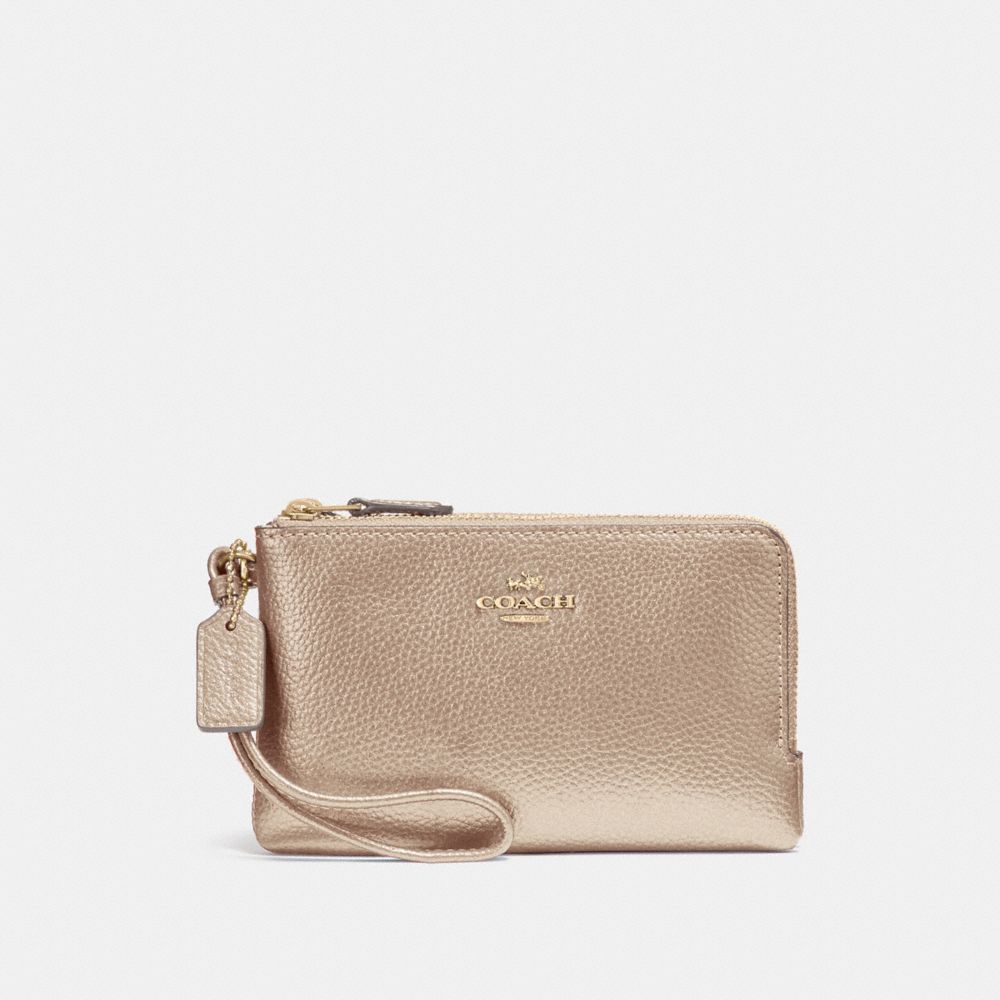 DOUBLE CORNER ZIP WRISTLET - f23260 - LIGHT GOLD/PLATINUM