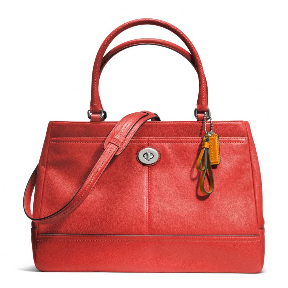 PARK LEATHER LARGE CARRYALL - f23268 - SILVER/VERMILLION