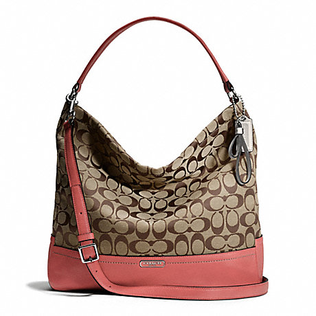 COACH f23279 PARK SIGNATURE HOBO SILVER/KHAKI/TEAROSE