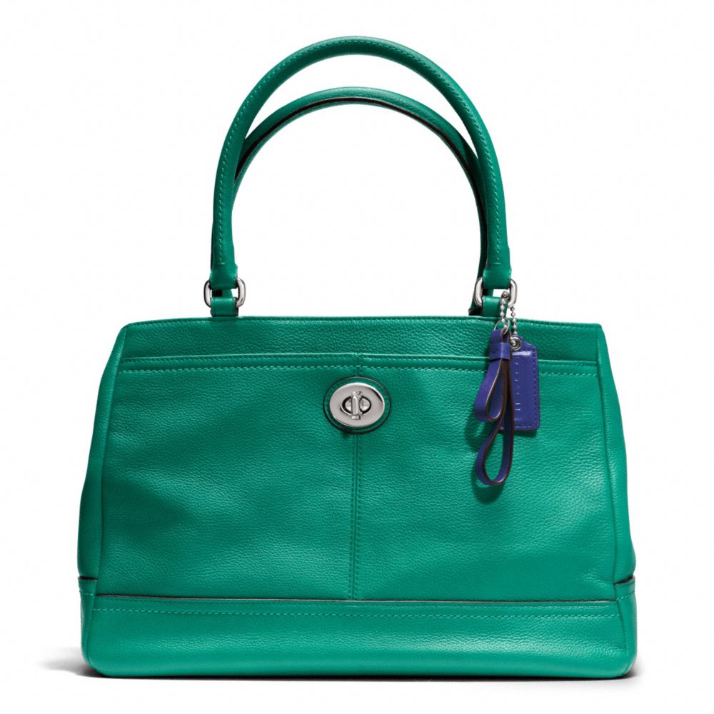 COACH F23280 PARK LEATHER CARRYALL SILVER/BRIGHT-JADE