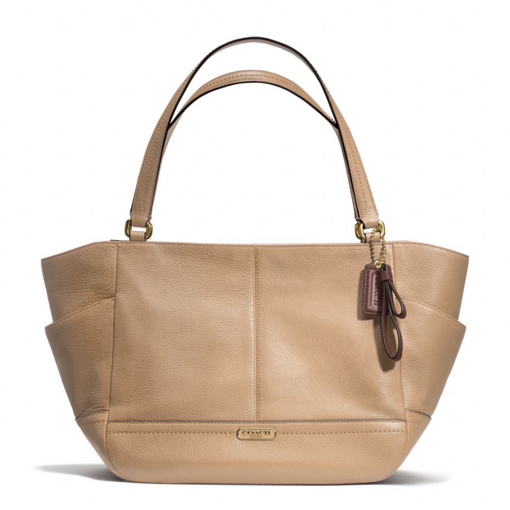 COACH f23284 PARK LEATHER CARRIE TOTE BRASS/SAND