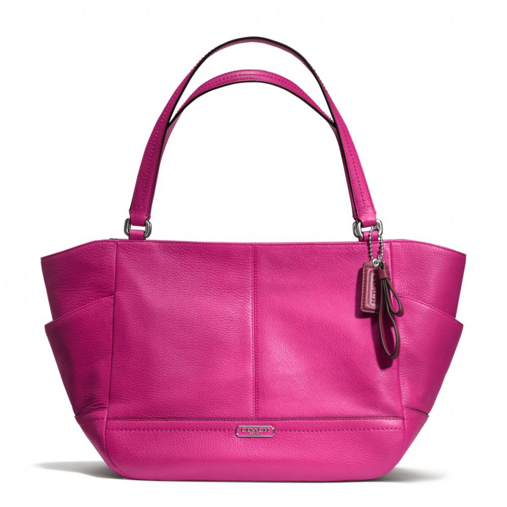 COACH F23284 Park Leather Carrie Tote SILVER/BRIGHT MAGENTA