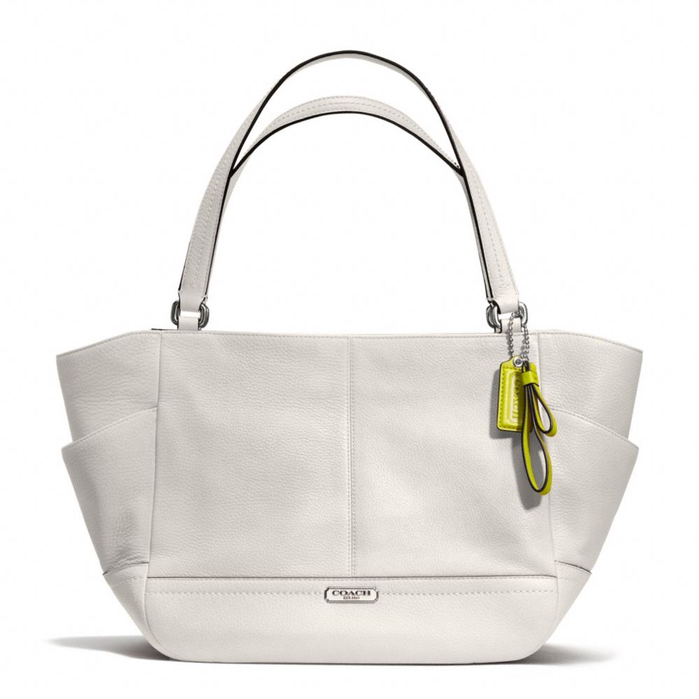 COACH f23284 PARK LEATHER CARRIE TOTE SILVER/PEARL