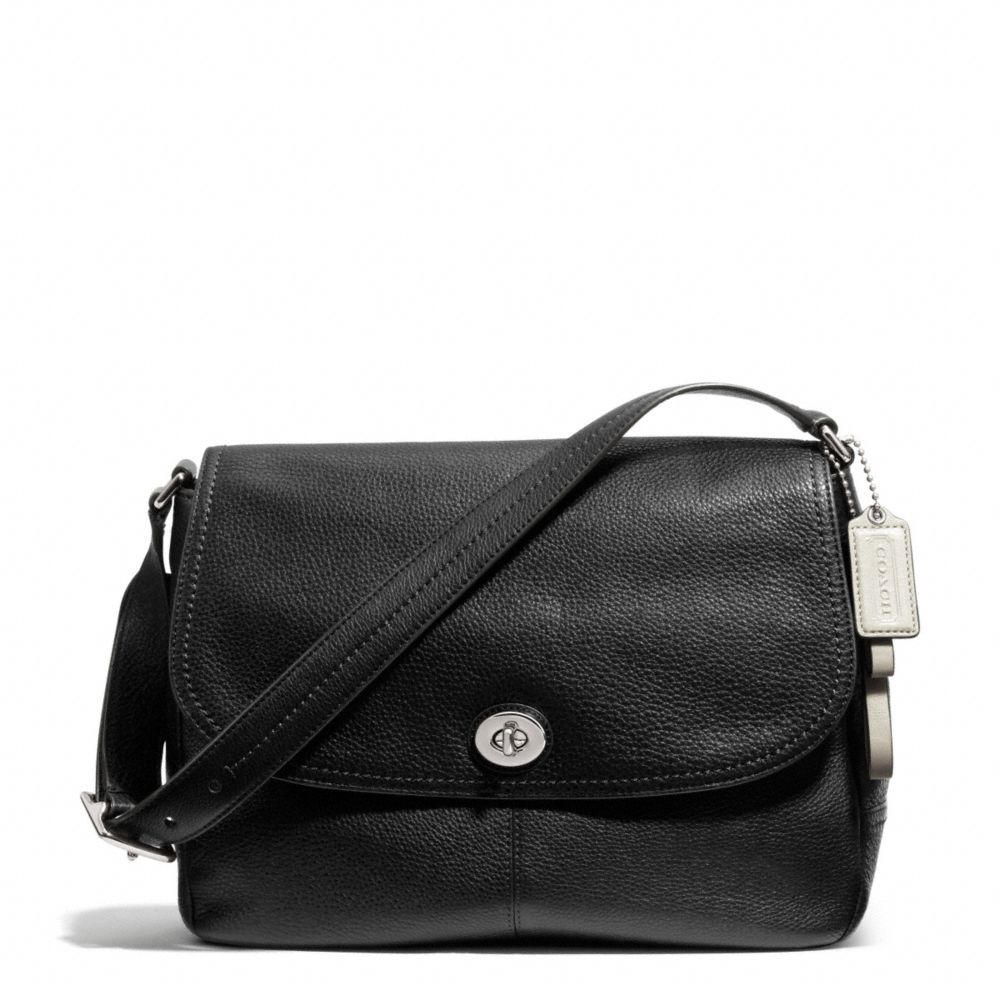 COACH F23288 Park Leather Flap Bag SILVER/BLACK