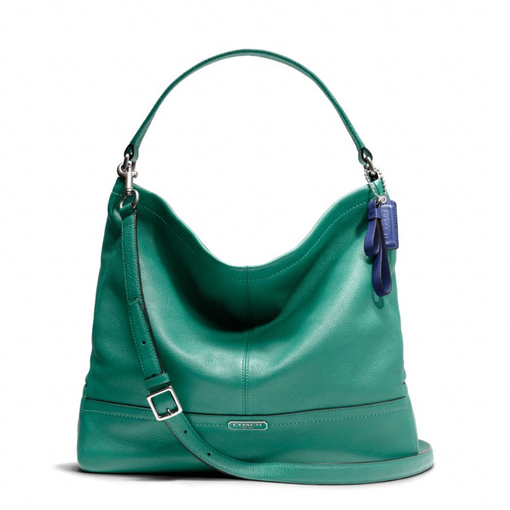 PARK LEATHER HOBO - f23293 - SILVER/BRIGHT JADE