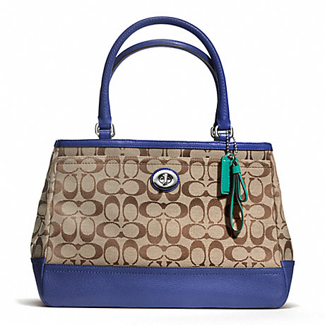 COACH PARK SIGNATURE CARRYALL - SILVER/KHAKI/FRENCH BLUE - f23294