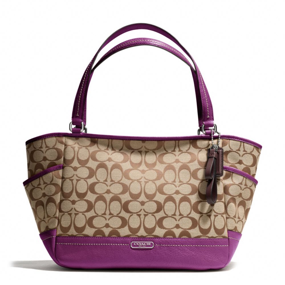 PARK SIGNATURE CARRIE TOTE - f23297 - SILVER/KHAKI/AMETHYST