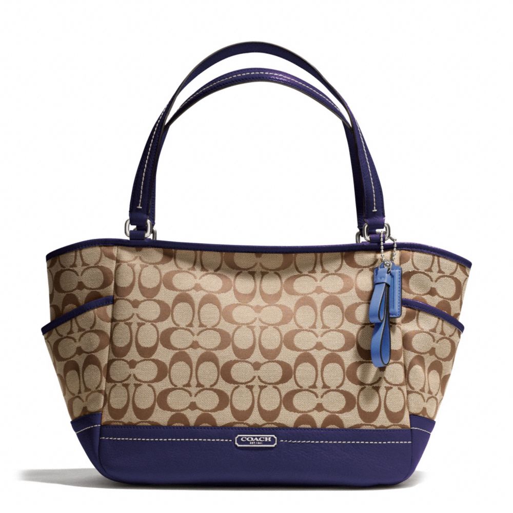 PARK SIGNATURE CARRIE TOTE - SILVER/KHAKI/INDIGO - COACH F23297