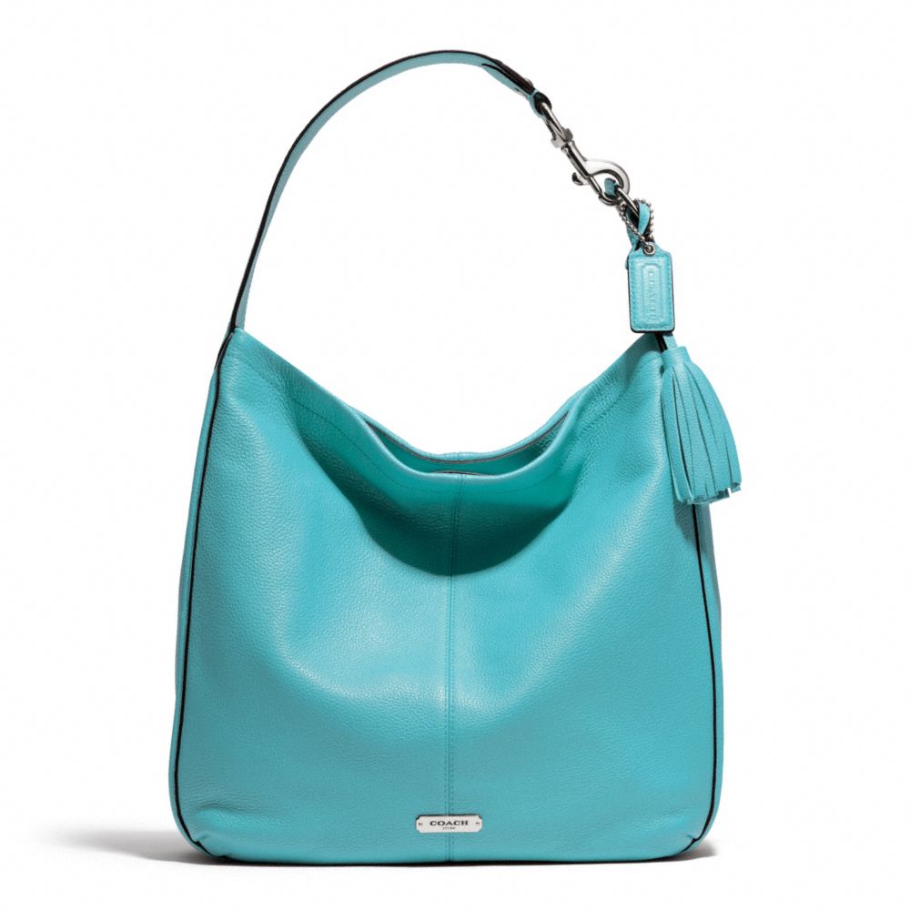 COACH AVERY LEATHER HOBO - SILVER/TURQUOISE - F23309