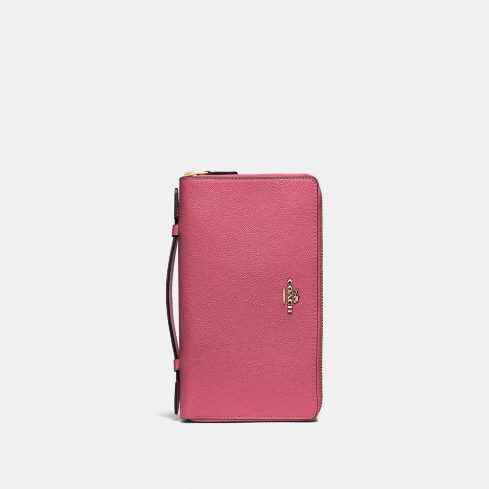 DOUBLE ZIP TRAVEL WALLET - F23334 - ROUGE/GOLD