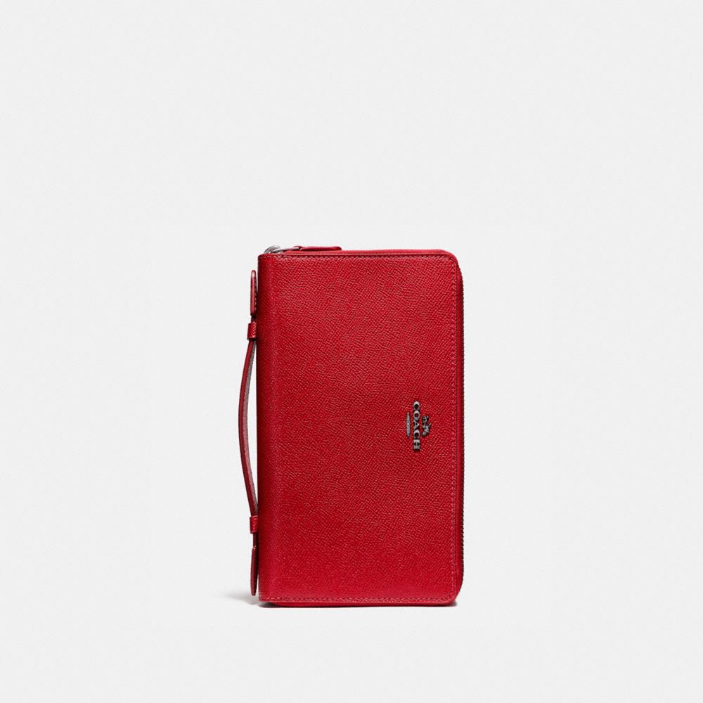 DOUBLE ZIP TRAVEL ORGANIZER - COACH f23334 - BLACK ANTIQUE  NICKEL/TRUE RED