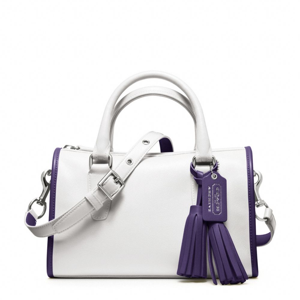 COACH F23418 ARCHIVAL TWO TONE SATCHEL SILVER/CHALK/MARINE