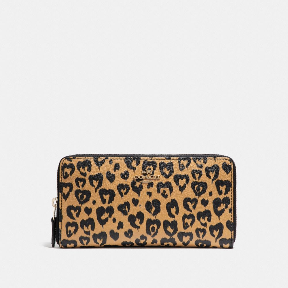 ACCORDION WALLET WITH WILD HEART PRINT - f23442 - LIGHT GOLD/NATURAL MULTI