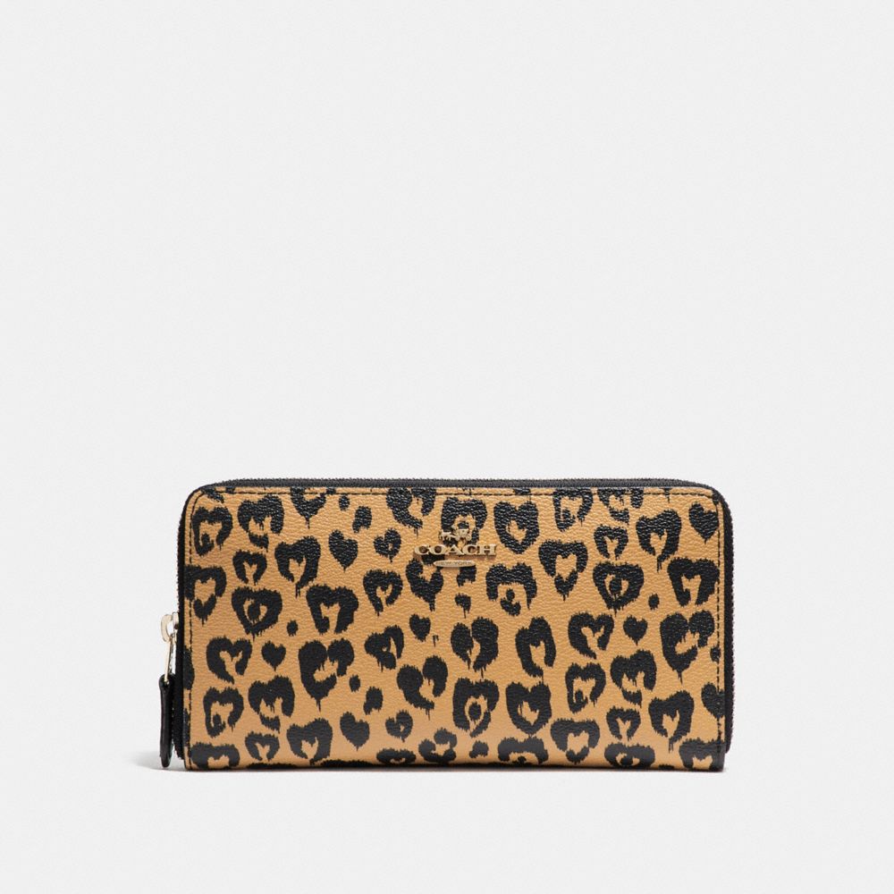 COACH ACCORDION WALLET WITH WILD HEART PRINT - LIGHT GOLD/NATURAL MULTI - f23442