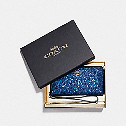 COACH F23448 Boxed Phone Wallet With Star Glitter Print SILVER/BLUE