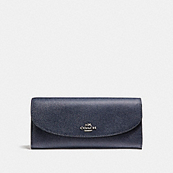 COACH F23453 Slim Envelope Wallet With Wild Plaid Print SILVER/BLUE MULTI