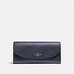 SLIM ENVELOPE WALLET WITH WILD PLAID PRINT - COACH f23453 - SILVER/BLUE MULTI